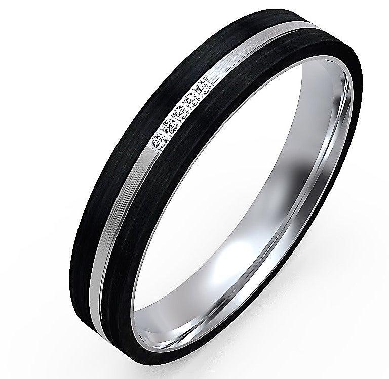 Bosie sormus hiilikuitu/titaani 5mm, kivill&auml;